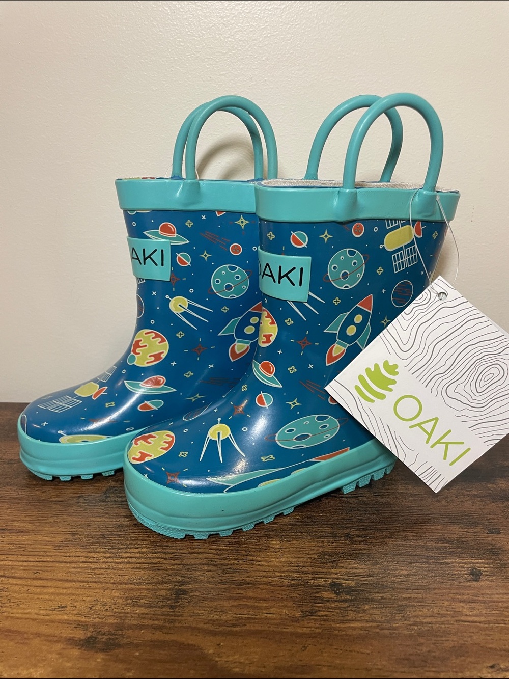 OAK Kids' Space Adventure Navy & Teal Rain Boots